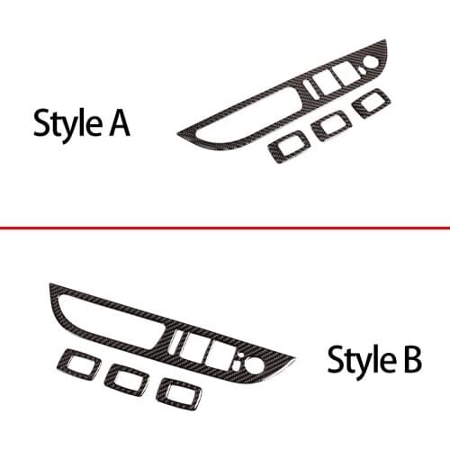 3D Carbon Fiber For BMW 5 Series E60 E61 2004-2010 Glass Lift Switch Frame Sticker Car Accessories 2 Style