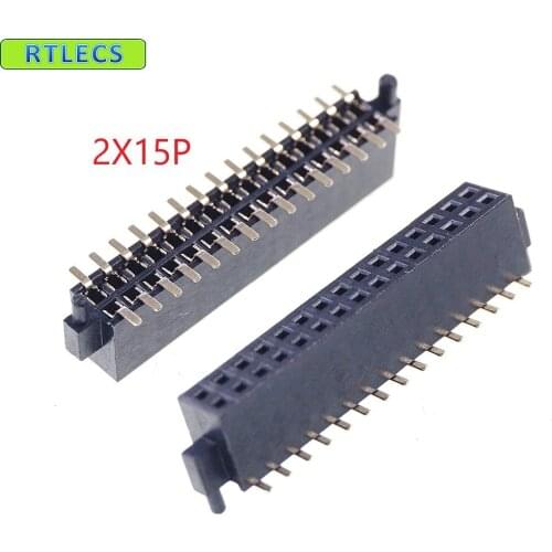 500 pcs Pitch 1.27 mm 2x15 P 30 pin PCB Header Pin Female Sockets with Pegs Post dual row straight SMT / SMD Rohs Lead free
