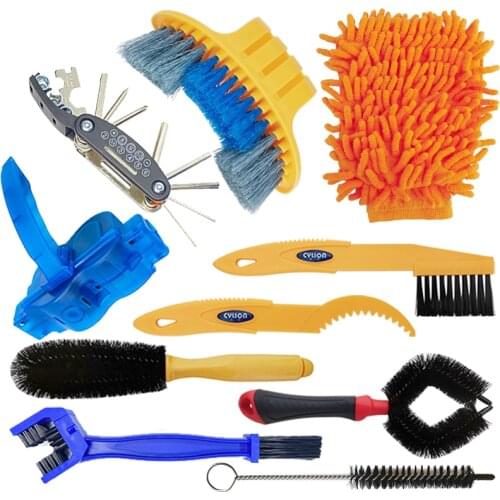 8 PCS Bike Chain Cleaner Clean Machine Brushes Cycling Cleaning Kit Bicycle Brush Maintenance Tool for Mountain, Road, City, BMX