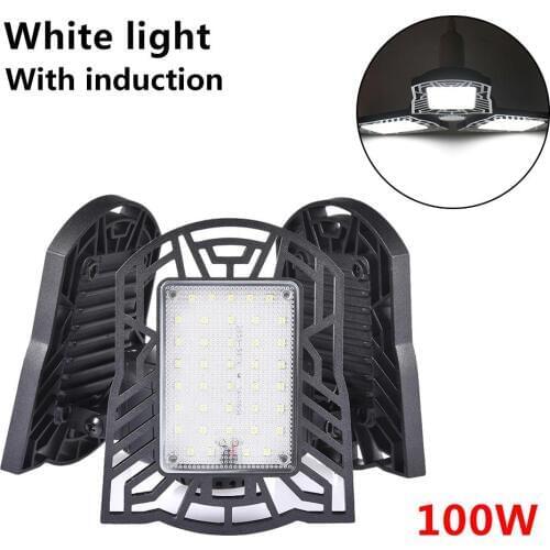 AC85-165V 100W E26/E27 Deformable Ceiling Lamp 2835LED Motion Sensor Led Garage lights for Factory Workshop Warehouse Basement