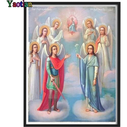 Full square/Round Diamond embroidery Catholicism Seven Angel diamond Painting Cross Stitch Rhinestone Of pictures Mosaic Diamond