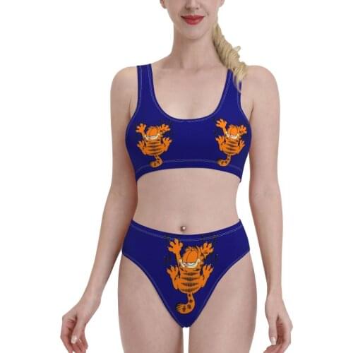 Bikinis Garfi Wallpaper Cat sexy 2021 Women Swimsuit high Waist Swimwear Animes square pants Women bathing suit SwimSuit