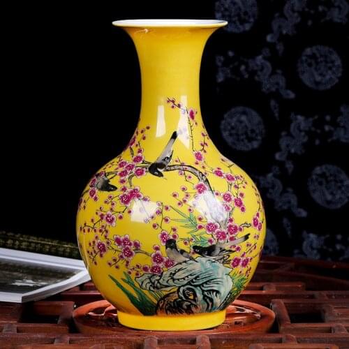 Jingdezhen Ceramic Plum Big Vase Colorful flower vase flower arrangement new Chinese living room home decoration vase