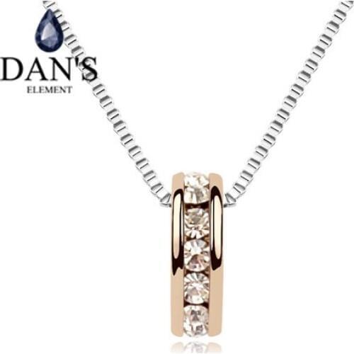 DANS ELEMENT 2 Colors Real Austrian Crystals Crystal Round Pendant Necklace for women Fashion New Sale Top 95075