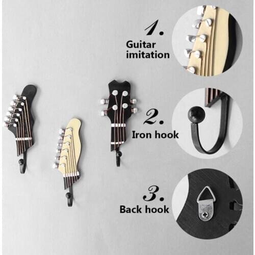 Guitar Heads Hook Wall Mounted For Watch Keys Sundries Bag Purse Hook Music Home Resin Clothes Hat Hanger Hook For Decoration