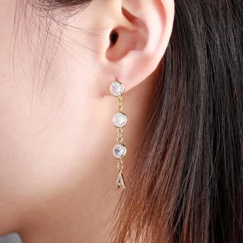 1 pair Dainty Pave CZ Initial Letter Earrings A-Z Earrings stud Dainty gold Small hoop earrings For Women Jewelry Gift For Her