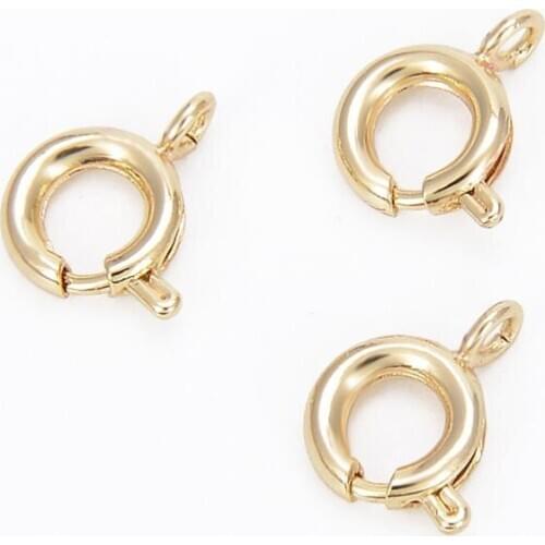 True Gold Plated Copper Necklace Bracelets Spring Buckle End Connecting Clasps Hooks DIY Findings Jewelry Making Accessories