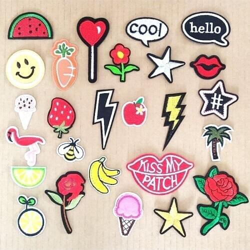 Fashion DIY Cartoon Written Words Patch Embroidered Cute Badges Hippie Iron On Kids Patches For Clothes Stickers 26 style