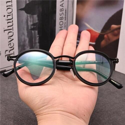Rockjoy Black Eyeglasses Frames Male Round Glasses Men Women Unisex Plain Spectacles for Prescription Reading Myopia Lens