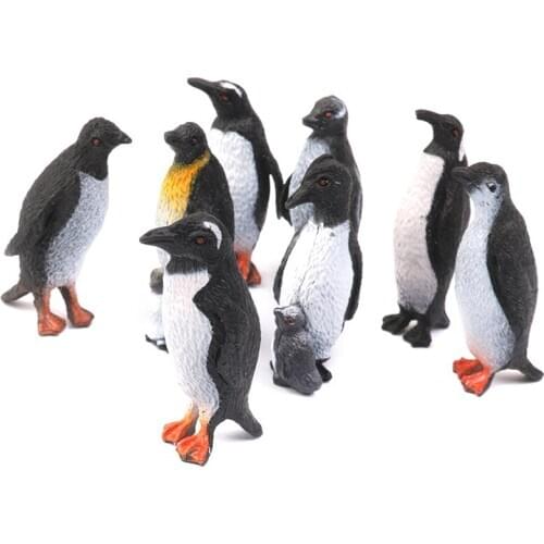 Plastic Penguin Ocean Animal Toy Model Gift 8pcs Black + White