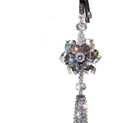 H&D Crystal Maple Leaf Car Pendant Lucky Hanging Rearview Mirror Ornament Car Interior Decor Accessories