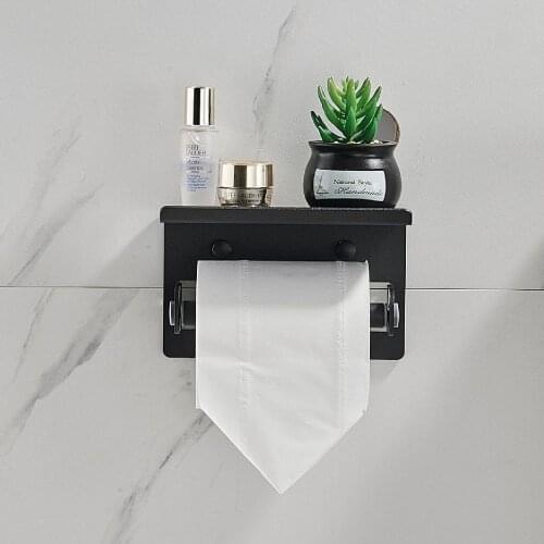 Roll shelf Accessories Bathroom Wall Mount Stainless Steel WC Paper Phone Holder Shelf Toilet Paper Holders Toilet Paper Holder