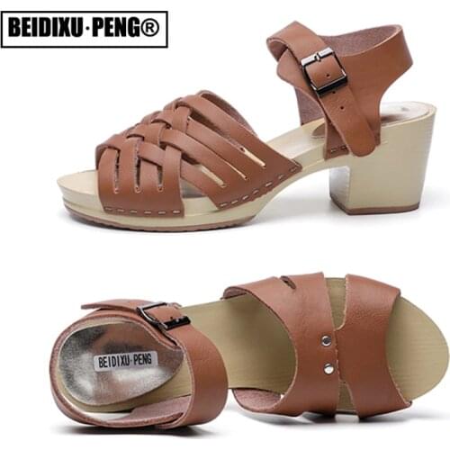 Strappy Genuine Leather Summer Party Shoes Large Size Casual Femme Wedges Heeled Sandals Platform Cross Ankle