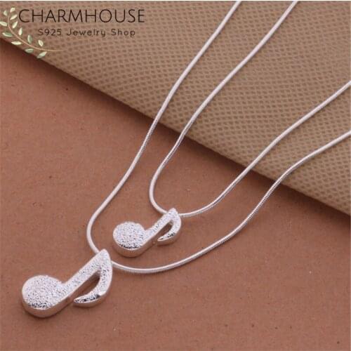 Silver 925 Necklaces For Women Double Layer Music Note Pendant Necklace Collier Femme Fashion Jewelry Accessories Wholesale