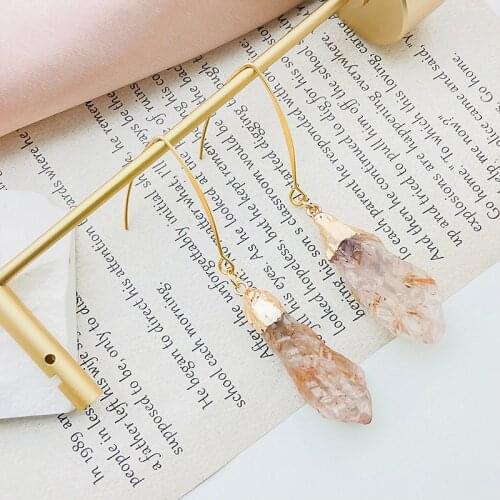 Fashion Irregular Natural Stone Earrings for Women Shaped Pendant Drop Wedding Party Gifts Crochet Earings Fashion Jewelry 2021