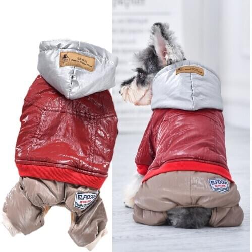 Bling Leather Newest Pet Dog Clothes Four Feet Thick Jumpsuit For Small Animal Winter Warm Coat Pitbull Toy Terrier Wholesale