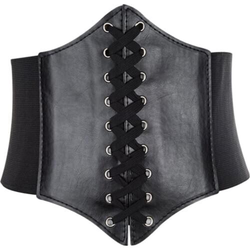 Women Ladies Soft PU Leather Wrap Around Tie Simple Fashion Corset Cinchs Large Waist Wide Dress Belt A66