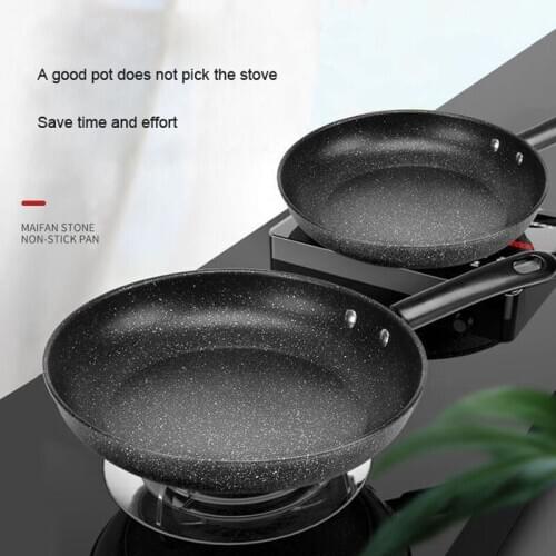 Rice Stone Frying Pan Non-stick Frying Wok with Anti-Scalding Handle 22/26/28cm Stir-fry Iron Pot Cooking Pot Kitchen Pots