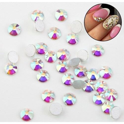 SS3 1440pcs Crystal AB Color Super Shiny Nail Art Rhinestones 1.3mm Flat Back Non Hotfix Strass Stone 3D Nail Decoration DIY Gem