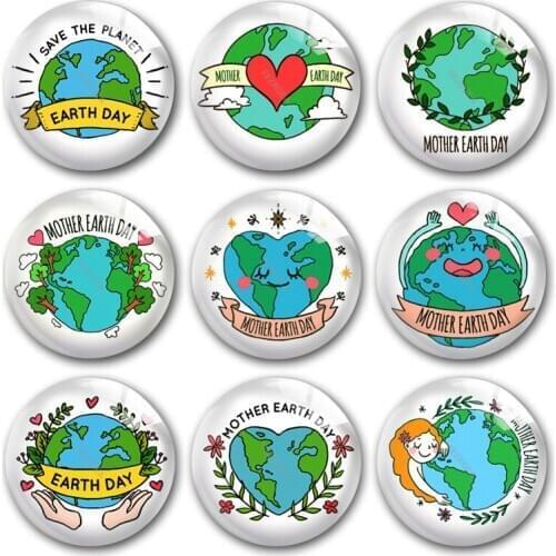 Mother Earth Day glass cabochon,Save the planet Tree Flower Love Earth Round photo glass cabochon demo flat back Making findings