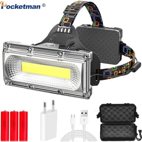 30000LM LED Headlight USB Rechargeable Headlamp COB LED Head Lamp Waterproof Head Front Light Long Range Head Light Use 18650