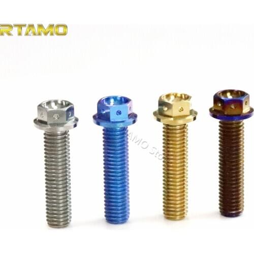 Titanium Bolts Hexagon Flanged Head Race Spec Screws M10X1.5PX20/25/30/40/50/55/60mm for Car Bicycle and Motorcycle Parts