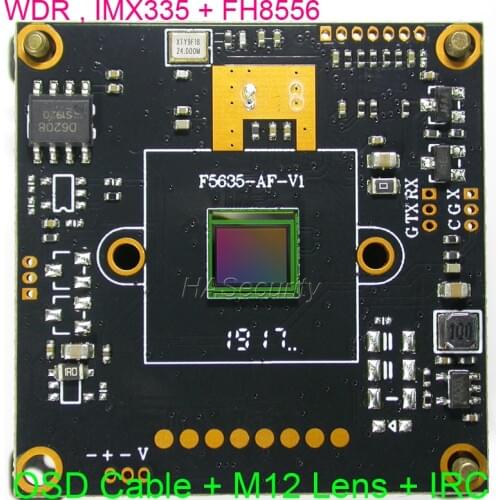 WDR AHD-5.0MP 1/2.8" IMX335 CMOS image sensor + FH8556 CCTV camera module PCB board +OSD cable +CS Lens +IRC