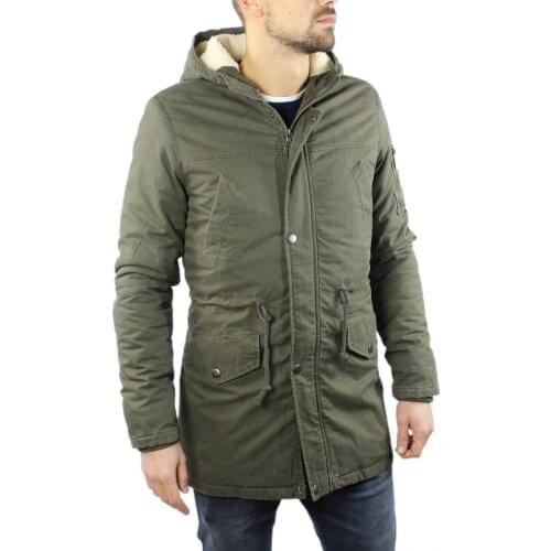 Green Parka with fur lining Red. A033