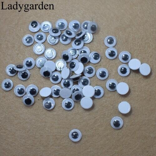 100PCS Black Self-adhesive Mixed 5mm/7mm/10mm/12mm/15mm Dolls Eye for Toys Dolls Googly Black Eyes Used for Doll Accessories