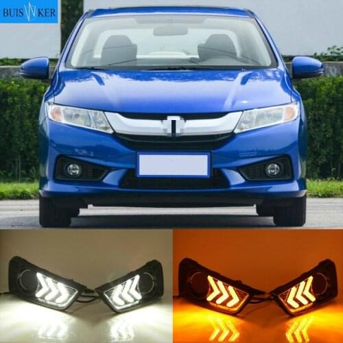2PCS For Honda City Grace 2015 2016 Turn Yellow Signal Relay Waterproof ABS 12V Car Lamp DRL LED Daytime Running Light Fog Lamp