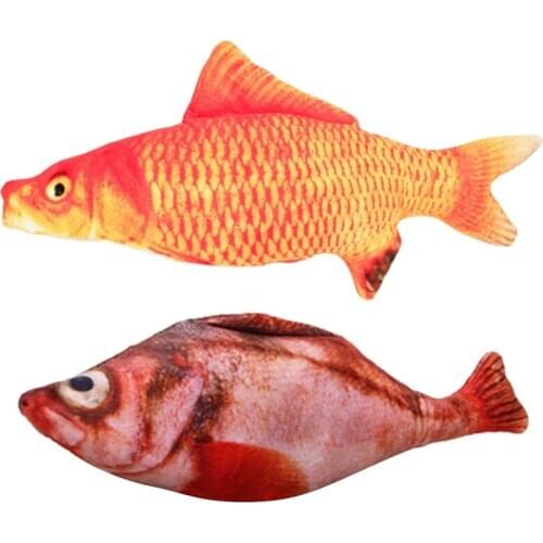 2PCS Fish Cat Toy Fish Pillow Cat Toys 20cm Pet Cat Fish Shape Pillow Realistic Plush Catnip Toy Cat Chew Toy Pet Bite Toy