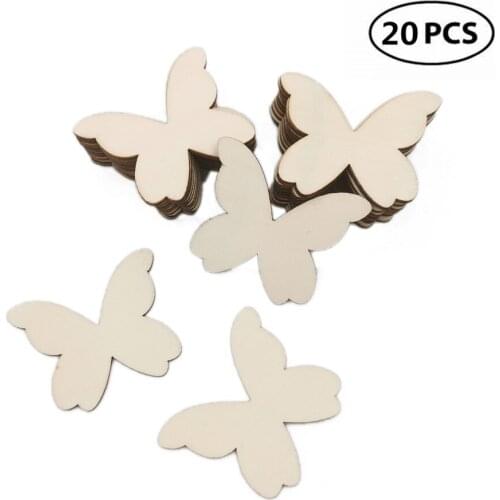 20pcs 60mm Guest Signing Butterflies Unfinished Wooden Crafts Wood Butterfly Diy Crafts for Wedding Christmas Party Decor