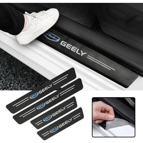 Carbon Fiber leather Car Trunk Threshold Anti-Stepping Protective Sticker For Geely Boyue Haoyue Vision-X3 New emgrand Vision Bi