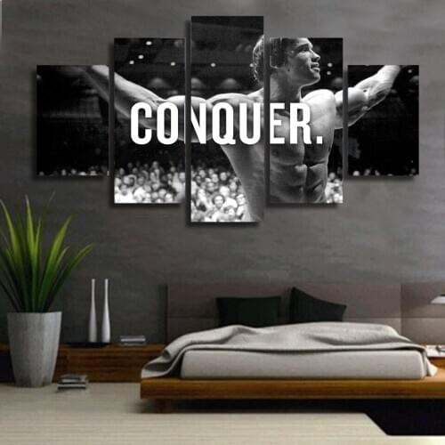 5 Pieces Canvas Wall Art Black and White Classical Conquer Boxer Posters for Home Design Frameless Picture Room Decor