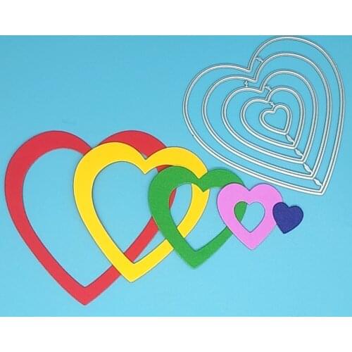 5-layer heart-shaped photo frame DIY metal cutting mold, scrapbook card making, embossed background, handmade artwork