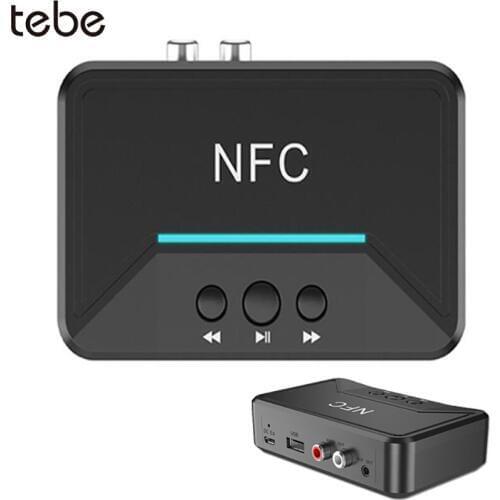 Tebe Bluetooth 5.0 Bluetooth Receiver Adapter NFC 2RCA Wireless Stereo Audio Adapter with 3.5mm Aux Jack Support USB Disk Play