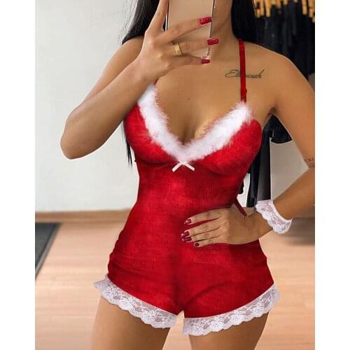 BKLD New Women Clothing 2020 Fashion Christmas Outfits Spaghetti Strap Jumpsuit Feather Lace Patchwork Velvet Rompers Clubwear