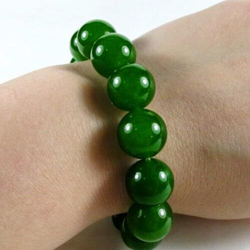 8mm 10mm Classic Real Natural Green Jade Beads Bracelet Bangle Handmade Elastic Rope Emerald Bracelets For Women Fine Jewelry