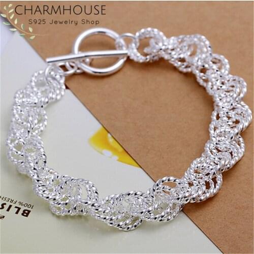 Charmhouse 925 Silver Bracelet & Bangles For Women Link Chain Bracelets Wristband Pulseira Costume Jewelry Wholesale Bijoux