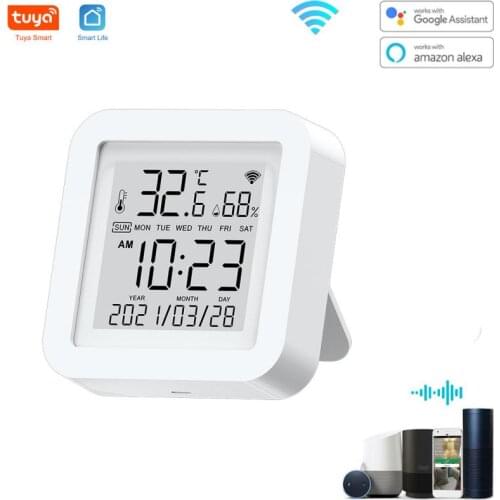 4PCS Tuya WIFI Smart Home Temperature And Humidity Sensor With LED Screen Works With Google Assistant And Alexa SmartThings Life