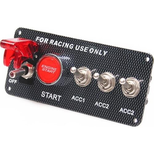 For Racing car, trucks, boats.12V red Ignition Switch Engine Start Push Button 3 Toggle Switch panel