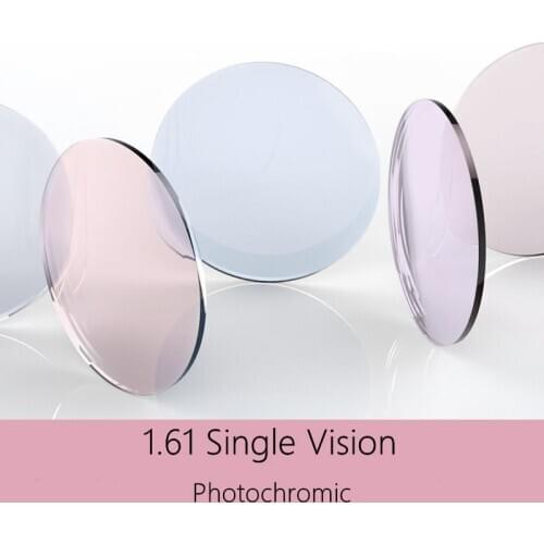 1.61 Photochromic Pink or Blue or Purple Single Vision Lens SPH Range -8.00~+6.00 Max CLY -6.00 Optical Lenses for Eyewear