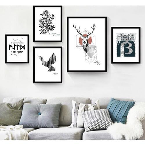 HAOCHU Nordic Decorative Canvas Painting Vertical and Horizontal Rectangle Abstract Pictures Flyinng Eagle Tree in the Garden