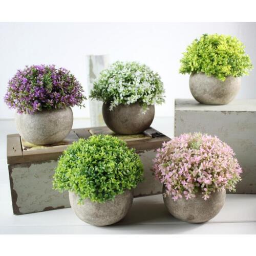 20 Styles Artificial Flower/Grass Ball Plant Lifelike Bush Potted Plants Plastic Green Tree Home Garden Office Decoration 20PCS