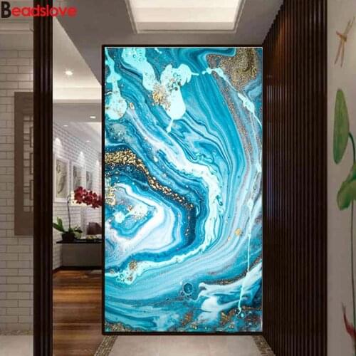 Blue Wave Abstract large size painting 5d diamond painting Diy mosaic square full drill diamond embroidery round rhinestones art