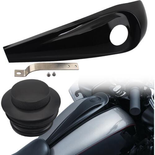 Motorcycle Smooth Dash Fuel Console Gas Tank Cap Covers For Harley Touring Electra Glide Street FLHT FLHX 2008-2018 Black