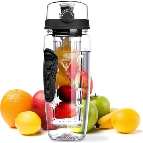 GURET 1000ml/32oz Water Jugs Portable Sports Water Cup Fruit Column Water Pitcher Lemonade Space Cup Camping Mountaineering