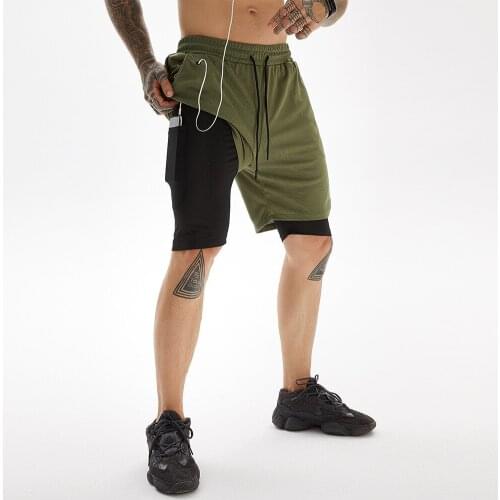 Summer New Leisure Fitness Sports Double Deck Running Pants Men Gym Fitness Training Quick Drying Male Outdoor Sport Jogging