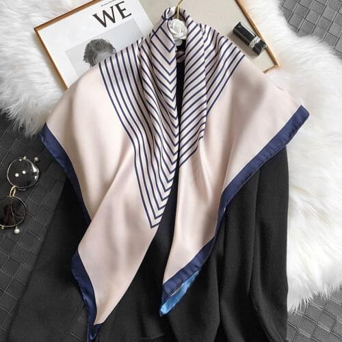 Fashion 2020 Silk Scarf Squares Women Scarves Pashmina Lady Neckerchief High Quality Foulard Femme Tie Bandana Hijab Poncho