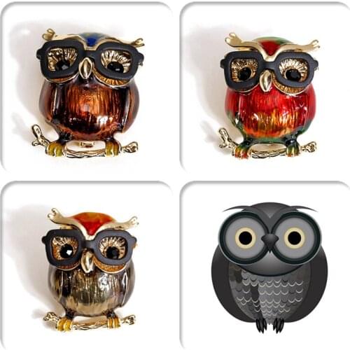 Morkopela Cute Enamel Owl Brooch Pin Vintage Bird Brooches For Women Men Halloween Gift jewelry